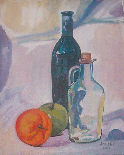 Still life of bottles