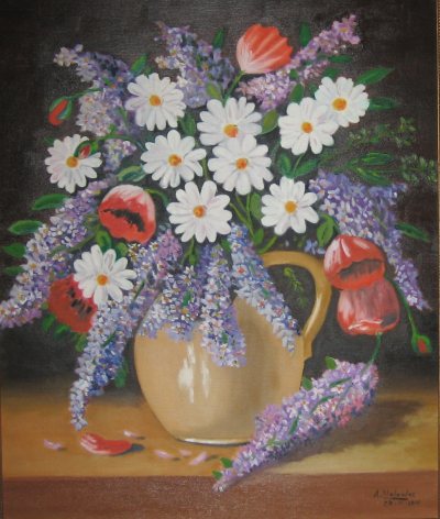 Florero, bodegón de flores